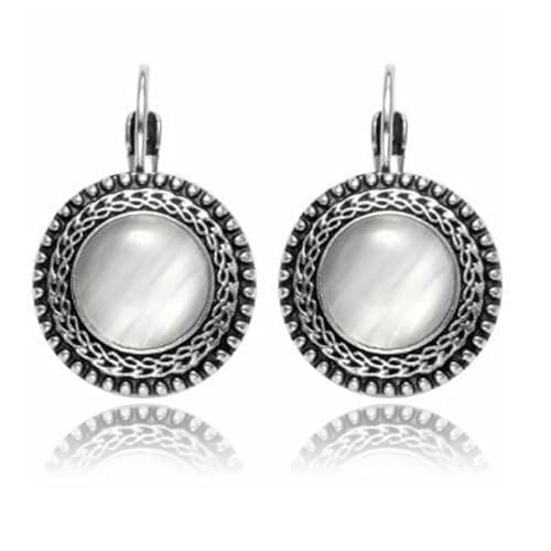 Runde Silber Damen Ohrringe Ohrringe mit Silber Opal von Deja Jewels