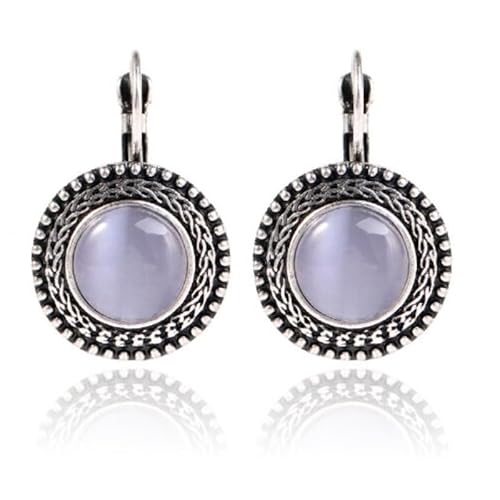 Runde Silber Damen Ohrringe Ohrringe mit blauem Opal von Deja Jewels