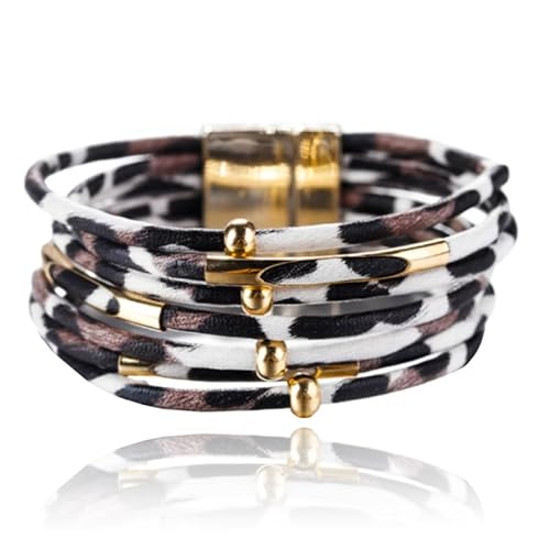 Tier Print Multilayer Damen Armband in den Farben Gold und Braun von Deja Jewels