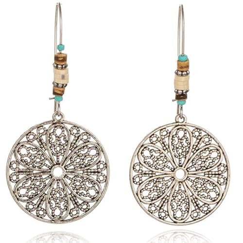 silberfarbene runde Damen Ohrringe mit türkisfarbenen Perlen von Deja Jewels