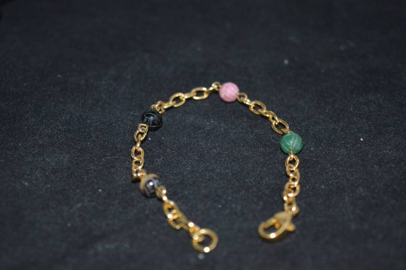 Gold Armband/stein Perlen Bunte Vintage Modeschmuck Braun Schwarz Pink Grün Gold Verbindungen Schmuck von DejaVuDeco