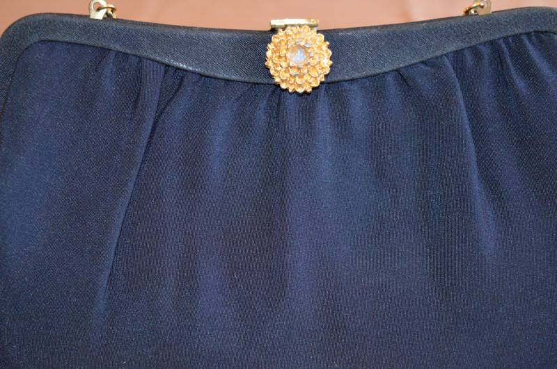 Harry Levine/Schwarze Abendtasche Stoff Goldenes Seidenfutter Portemonnaie Made in Usa Hl Clutch Abschlussball Hochzeit von DejaVuDeco