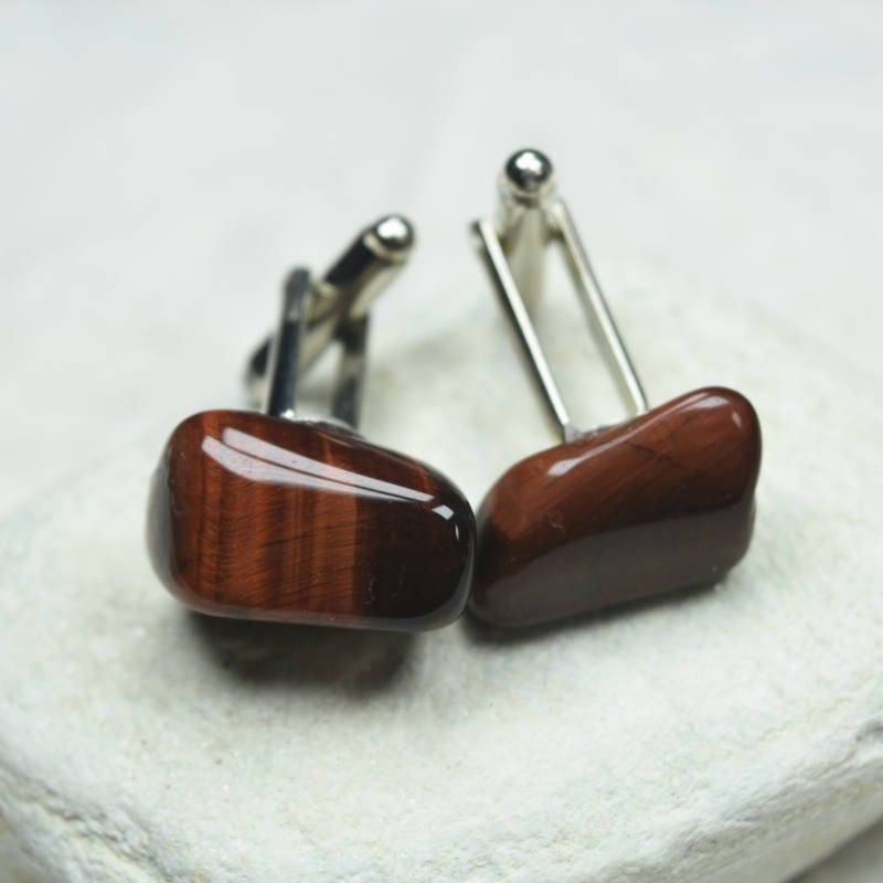 Benutzerdefinierte Rot Tiger Eye Stein Manschettenknöpfe von DejaVuDesignz2