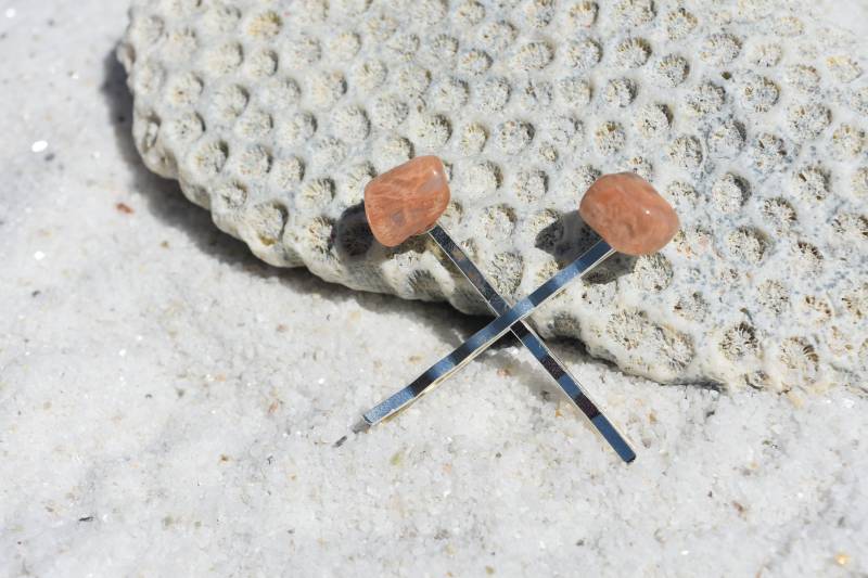 Pfirsich Mondstein Haarnadeln | Menge Von 2 von DejaVuDesignz2