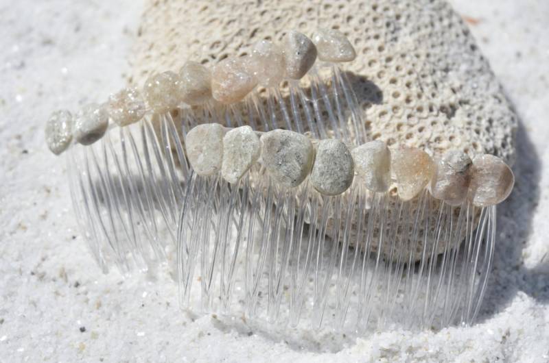 Weißer Aventurin Stein Haarkämme | 2 Stück von DejaVuDesignz2