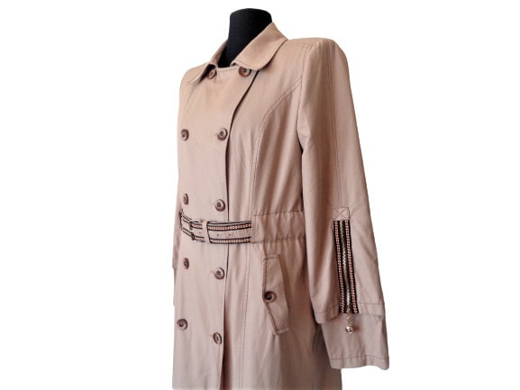 Damen Trenchcoat, Vintage Langer Mantel, Windjacke, Beige Zweireihiger Belted von DejaVuShopGifts