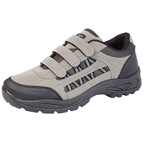 Dek Ascend Herren-Trekkingschuhe / Trailschuhe mit drei Klettverschlüssen, Grau - grau / schwarz - Größe: 43 von Dek