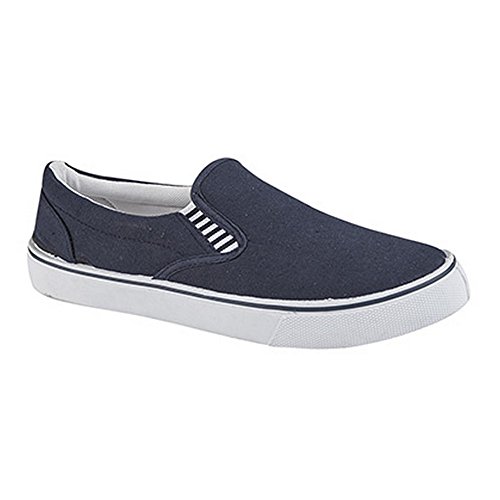 Dek Mark Slip On Yachting Deck Summer Boat Canvas Shoes - Navy Blue Canvas Textile, Mens UK 11 / EU 45 von Dek