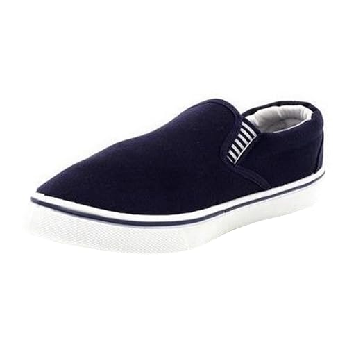 Dek Mark Slip On Yachting Deck Summer Boat Canvas Shoes - Navy Blue Canvas Textile, Mens UK 12 / EU 46 von Dek