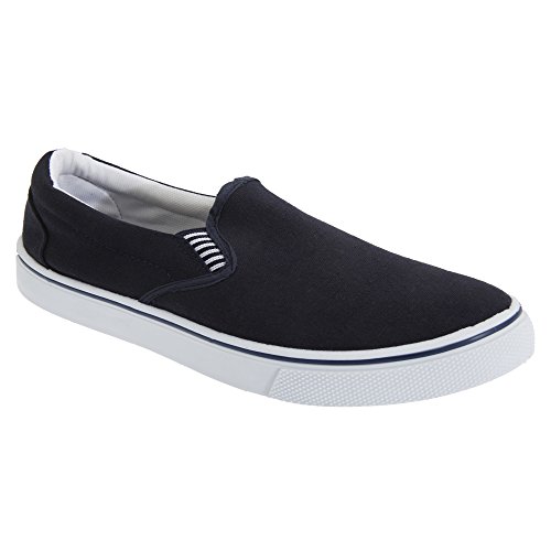 Dek Mark Slip On Yachting Deck Summer Boat Canvas Shoes - Navy Blue Canvas Textile, Mens UK 12 / EU 46 von Dek