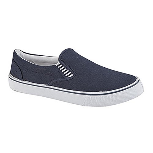 Dek Mark Slip On Yachting Deck Summer Boat Canvas Shoes - Navy Blue Canvas Textile, Mens UK 9 / EU 43 von Dek