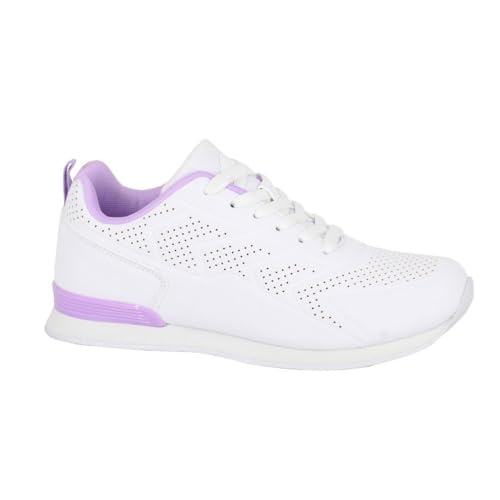Dek T755 Fluke, Bowlingschuhe mit Schnürung für Frauen Textilfutter und Socke und weiße EVA-Sohle, weiß violett, 41 EU von Dek