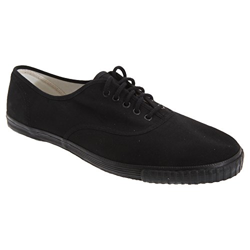 Dek Unisex 4 Eyelet PE School Plimsolls Canvas Shoes - Black Canvas, Mens UK 8 / EU 42 von Dek