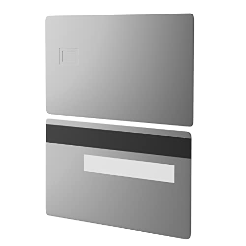 2PACKS Edelstahl Silber Spiegel Metall Kreditkarte, Leere DIY, 4442 Chip Slot, mit Magnetstreifen (2 Metallkarten, mit Kraftpapier Blasenbeutel empfohlen 15,10+4CM) von Dekaim