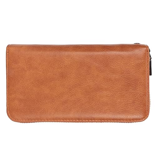 Dekaim Kreditkartenetui, Kreditkartenetui, 36 Kartenfächer, langer Reißverschluss, PU-Leder, mit Handschlaufe für Ausweis, Bargeld, Braun, mehrfarbig, 60_x_180_cm von Dekaim