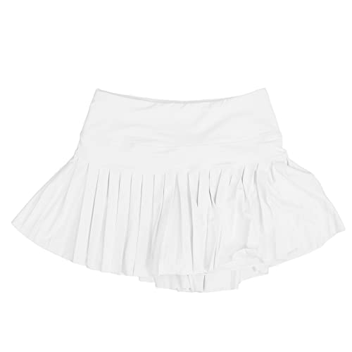 Dekaim Sommer Faltenrock, Sommer Faltenrock Weich Atmungsaktiv Weiß Tennis Shorts Rock mit Taschen für Mädchen Frauen Fitness(XL) von Dekaim