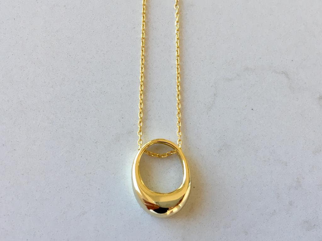 18K Gold Auf 925 Sterling Silber Ring Offener Kreis Teardrop Halskette Oval Circle Of Life Anhänger Infinity Karma von DekkaJewellery