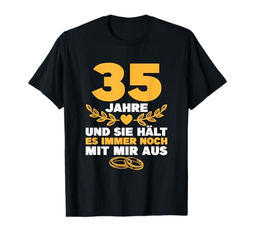 Herren Leinenhochzeit Mann 35. Hochzeitstag T-Shirt von Deko zum 35. Hochzeitstag Mann