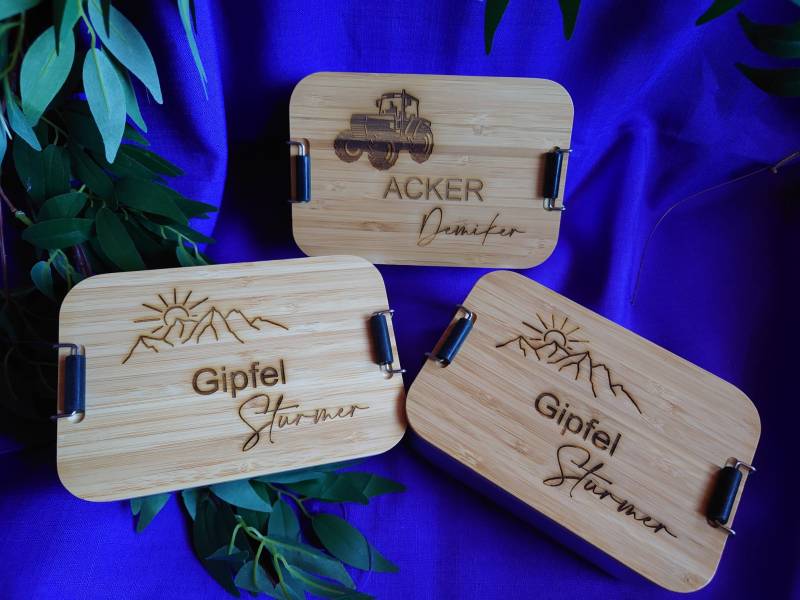 Gravierte Personalisierte Lunchbox | Brotbox Jausenbox Aus Alu Mit Bambusdeckel Gravierte Personalisierte Lunchbox | Brotbox Jausenbox Aus Alu Mit Bambusdeckel von DekoCreative4u
