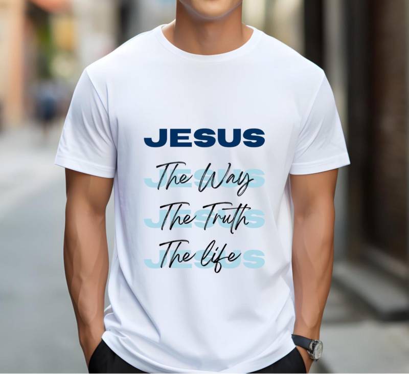 Männer T-Shirt, Christliches Jesus The Way Christliche Kleidung Geschenke, Glaube, Religiöse Bibelvers Damen Der Weg von Dekohausen