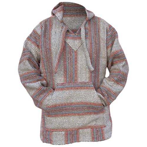 Del Mex Deluxe Mexican Baja Hoodie Sweatshirt Pullover Jerga Surf Poncho Drogenteppich, Mehrfarbig, X-Large von Del Mex