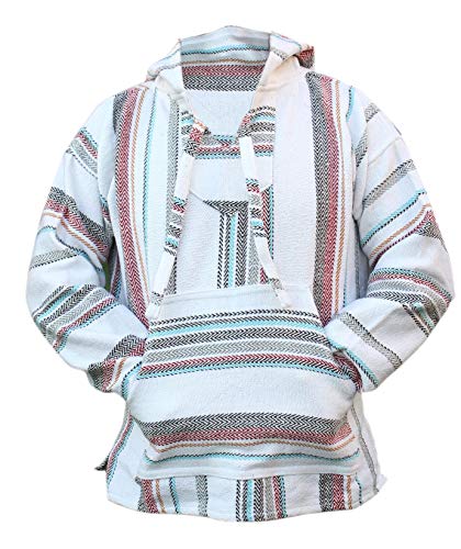 Del Mex Mexikanischer Baja Hoodie Sweatshirt Pullover Jerga Surf Poncho Drogenteppich, Cabo, Large von Del Mex