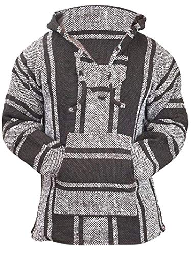 Klassischer mexikanischer Baja Hoodie Pullover - Braun - X-Groß von Del Mex