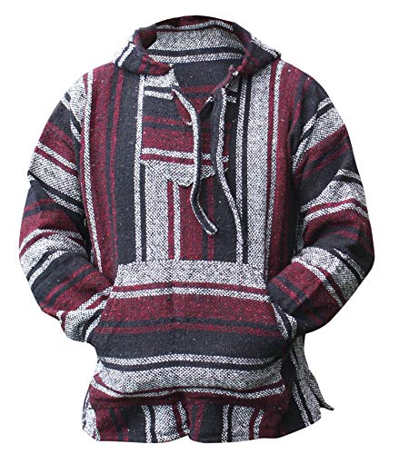 Klassischer mexikanischer Baja Hoodie Pullover - Rot - Medium von Del Mex