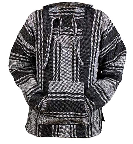 Klassischer mexikanischer Baja Hoodie Sweater Pullover, grau dunkel, XX-Large von Del Mex