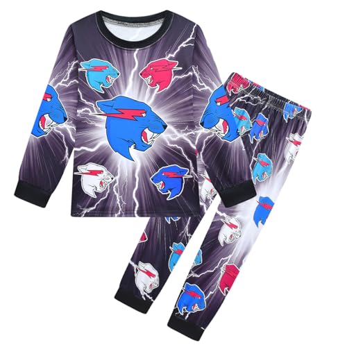 Delanhon Berühmter YouTuber Gamer Esprots Logo bedruckter Schlafanzug Spiel Lightning Cat Pjs Set für Jungen 5-13 Jahre, stil 1, 7-8 Years von Delanhon