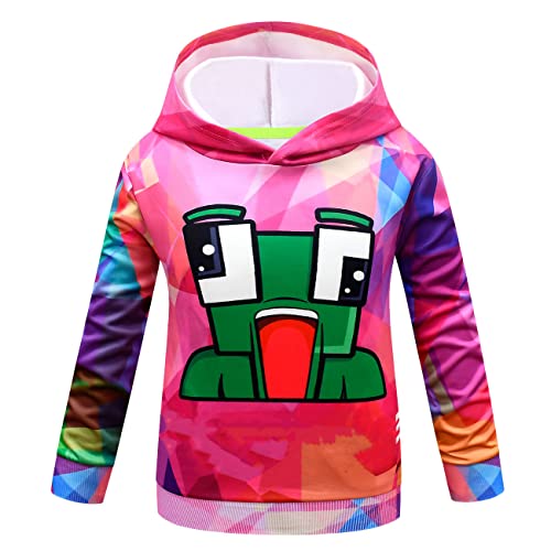 Delanhon Jungen Mädchen Youtuber Gamer Merch Hoodies 3D Cool Hoody Lustig Pullover Sweatshirts Langarm Kapuzenpullover 4-13 Jahre, Stil 7, 7-8 Jahre von Delanhon