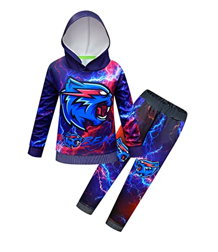 Delanhon Kinder Esports Logo 3D Print Pullover Hoodie + Jogginghose Bekleidungsset für Jungen und Mädchen Sport Trainingsanzüge 5-13 Jahre, Stil 2, 11-12 Jahre von Delanhon