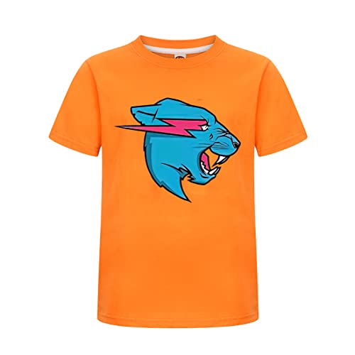 Kinder Jungen Berühmte Youtuber Gamer Esprots Logo Lightning Cat Print T-Shirt Mädchen Sommer 100% Baumwolle Top tees, Orange, 7-8 Jahre von Delanhon