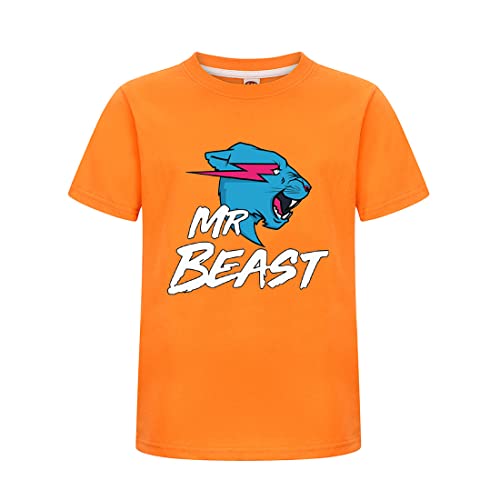 Kinder Jungen Berühmte Youtuber Gamer Esprots Logo Lightning Cat Print T-Shirt Mädchen Sommer 100% Baumwolle Top tees, Orange 1, 12-13 Jahre von Delanhon