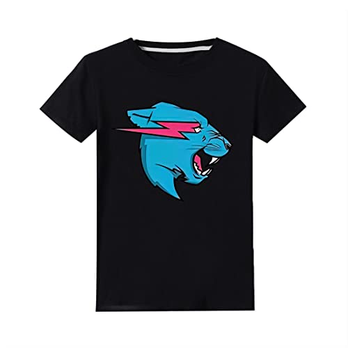 Kinder Jungen Berühmte Youtuber Gamer Esprots Logo Lightning Cat Print T-Shirt Mädchen Sommer 100% Baumwolle Top tees, Schwarz , 7-8 Jahre von Delanhon