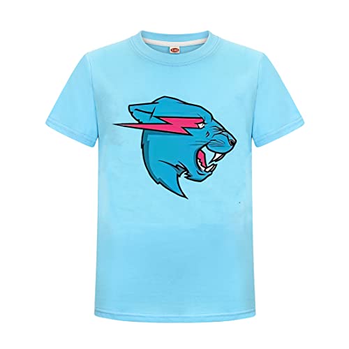 Kinder Jungen Berühmte Youtuber Gamer Esprots Logo Lightning Cat Print T-Shirt Mädchen Sommer 100% Baumwolle Top tees, himmelblau, 12-13 Jahre von Delanhon