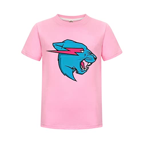 Kinder Jungen Berühmte Youtuber Gamer Esprots Logo Lightning Cat Print T-Shirt Mädchen Sommer 100% Baumwolle Top tees, rose, 9-10 Jahre von Delanhon