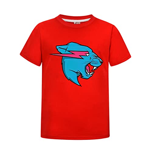 Kinder Jungen Berühmte Youtuber Gamer Esprots Logo Lightning Cat Print T-Shirt Mädchen Sommer 100% Baumwolle Top tees, rot, 11-12 Jahre von Delanhon