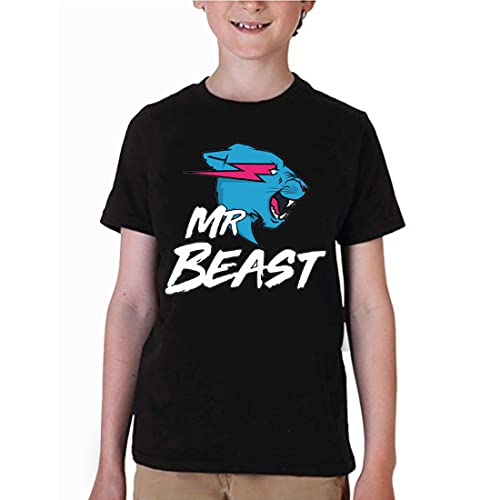 Kinder Jungen Berühmte Youtuber Gamer Esprots Logo Lightning Cat Print T-Shirt Mädchen Sommer 100% Baumwolle Top tees, schwarz 1, 7-8 Jahre von Delanhon