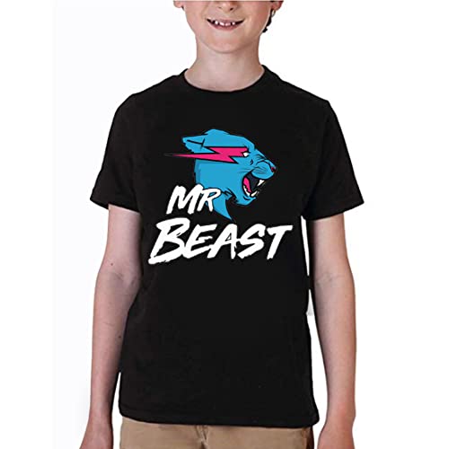 Kinder Jungen berühmte Youtuber Gamer Esprots Logo Lightning Cat Print T-Shirt Mädchen Sommer 100% Baumwolle Top T-Shirts, schwarz 1, 11-12 Jahre von Delanhon