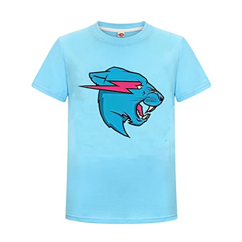 T-Shirt für Kinder, Jungen, berühmtes Youtuber, Gamer, Esprots, Logo, Blitz, Katzendruck, Mädchen, Sommer, 100 % Baumwolle, himmelblau, 11-12 Jahre von Delanhon