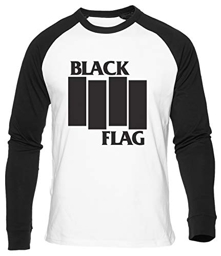 Black Flag Baseball T-Shirt Herren Damen Unisex Weiß Bio Baumwolle Men's Women's White von Delavi