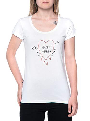 Fine Line Heart T-Shirt Damen Weiß T-Shirt Women's White von Delavi