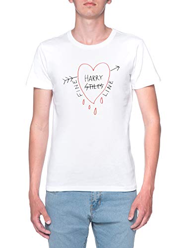 Fine Line Heart T-Shirt Herren Weiß T-Shirt Men's White von Delavi