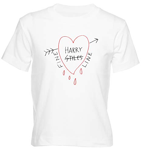 Fine Line Heart T-Shirt Jungen Mädchen Kinder T-Shirt Weiß Boys Girls Kids White von Delavi