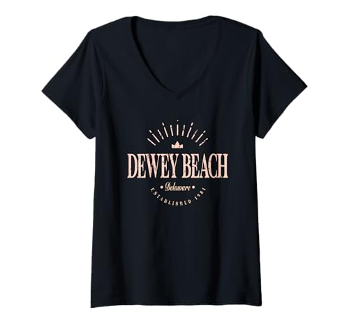 Damen Dewey Beach Delaware | Dewey Beach DE Modern T-Shirt mit V-Ausschnitt Damen Dewey Beach Delaware | Dewey Beach DE Modern T-Shirt mit V-Ausschnitt von Delaware Contemporary Designs
