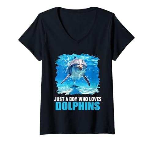 Damen Dolphin Delfine Delfin T-Shirt mit V-Ausschnitt Damen Dolphin Delfine Delfin T-Shirt mit V-Ausschnitt von Delfine Delfin Tier Shop