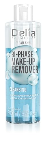 Delia Cosmetics – Clean Skin – Reinigender Zwei-Phasen-Make-up-Entferner für Gesicht und Augenbereich – Für alle Hauttypen – Entfernt wasserfestes Make-up – Nicht reizend – Vegane Formel – 200ml von Delia Cosmetics