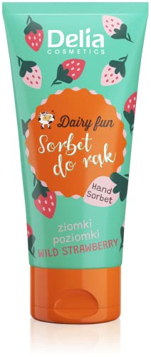 Delia Cosmetics - Dairy Fun - Sorbet für die Hände - Wilde Erdbeere - Spendet Feuchtigkeit, Pflegt, Strafft, Regeneriert - Intensiver Duft - Duftende und Glatte Haut - Natürliche Extrakte - 50g von Delia Cosmetics