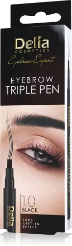 Delia Cosmetics - Triple Stylist Pen - Schwarz - Augenbrauenstift - Haltbarkeit rund um die Uhr - Natürlicher Effekt - Präzises Auftragen von Delia Cosmetics